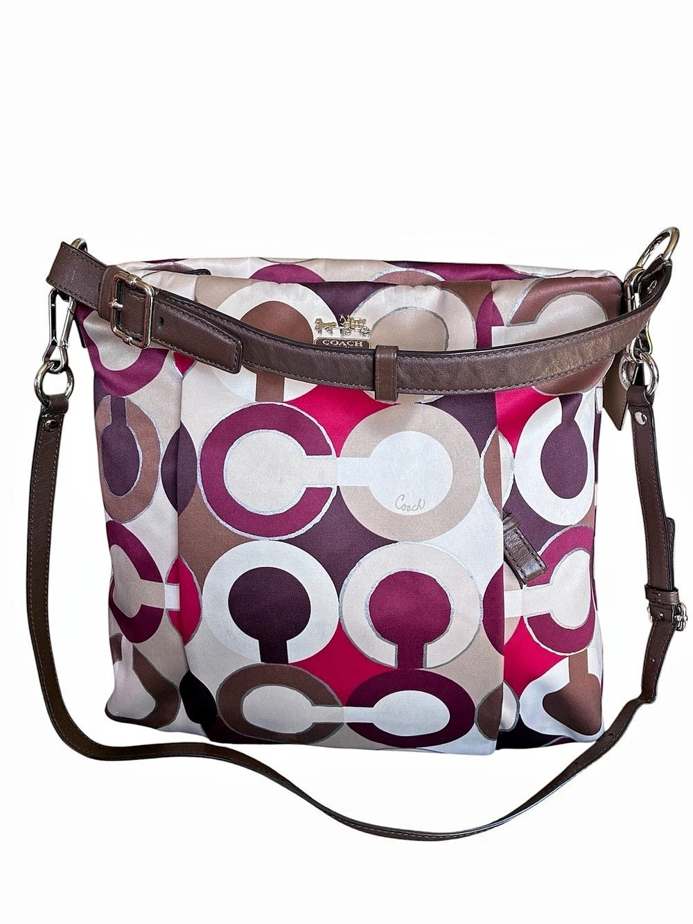 Coach Op Art Y2K Sateen Hobo Bag Pink & Brown